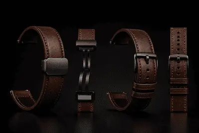Leather watch strap
